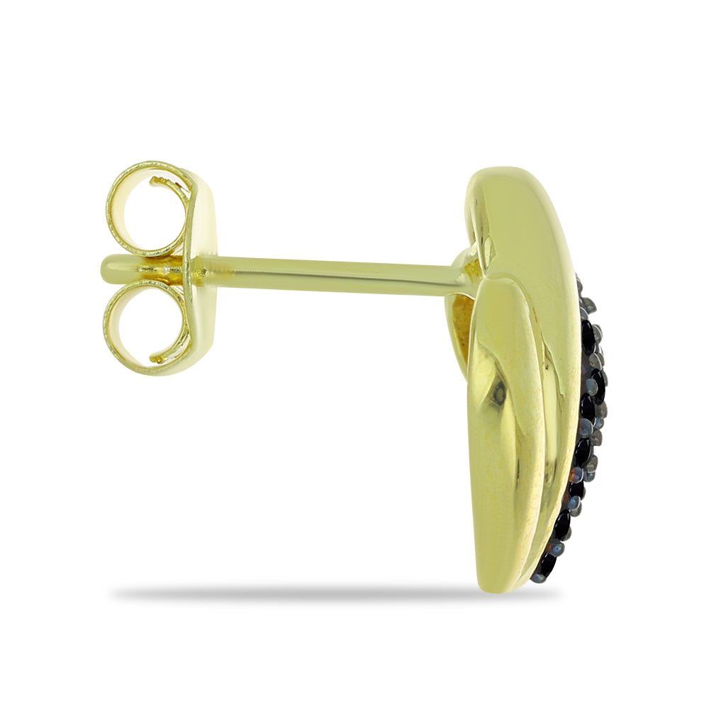 Pozlátené Strieborné Náušnice s Čiernym Spinelom