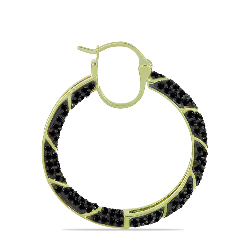 Pozlátené Strieborné Náušnice s Čiernym Spinelom