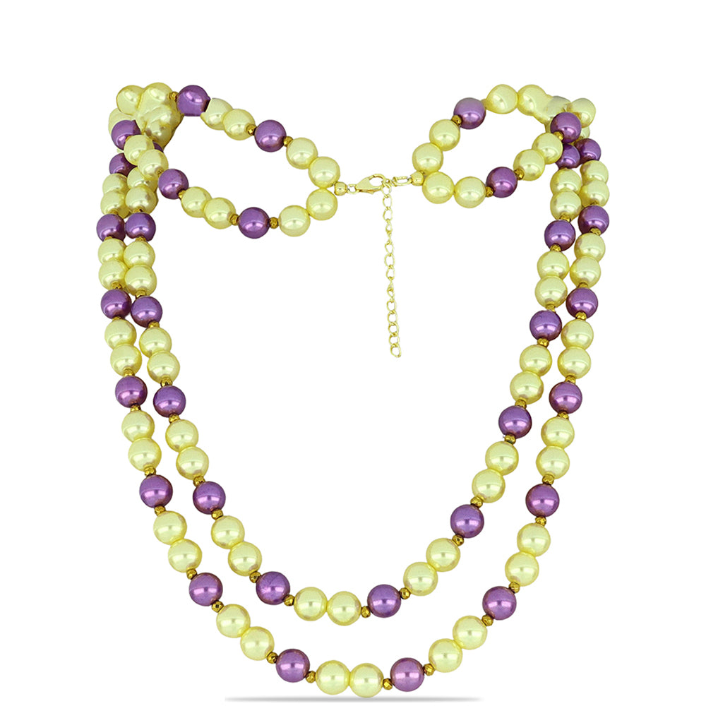 Pozlátený Strieborný Náhrdelník s Broskyňovou Sladkovodnou Perlou a Hematitom z Cerro Bolívar