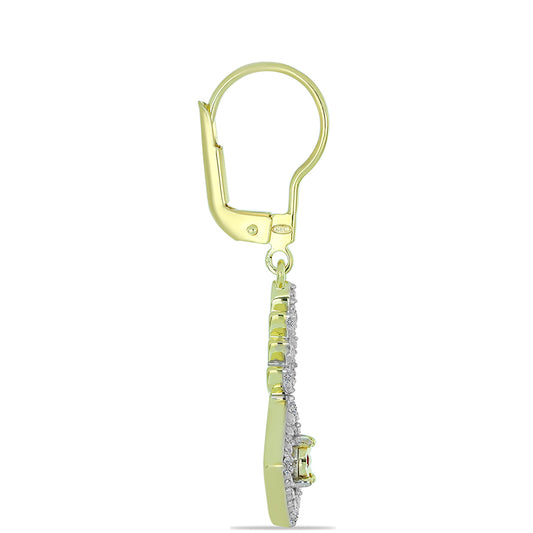 Pozlátené Strieborné Náušnice s Červeným Diamantom a Bielym Diamantom