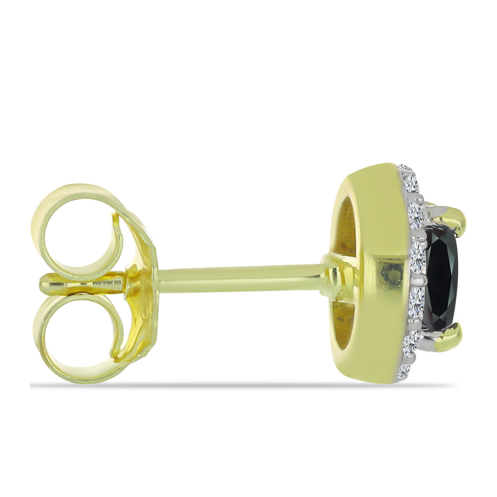 Pozlátené Strieborné Náušnice s Obsidianom a Bielym Topásom