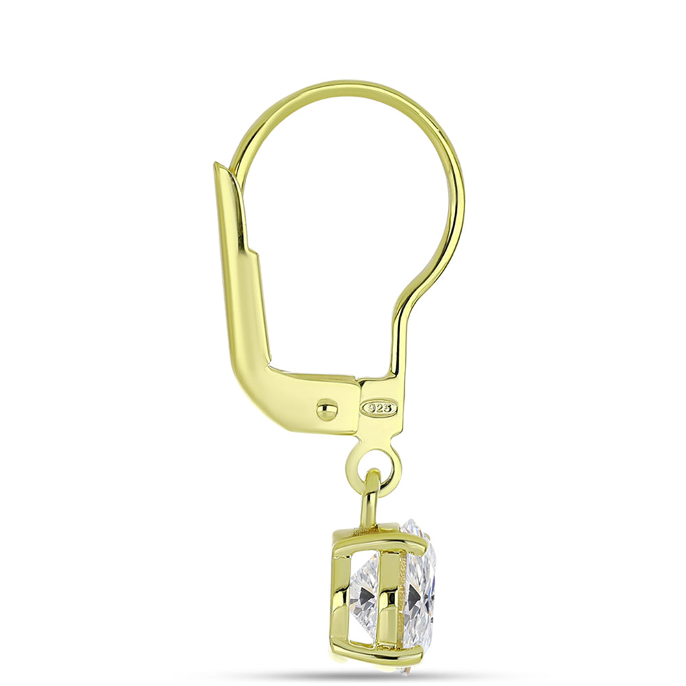 Pozlátené Strieborné Náušnice s Certifikovaný Diamantom pestovaný v laboratóriu