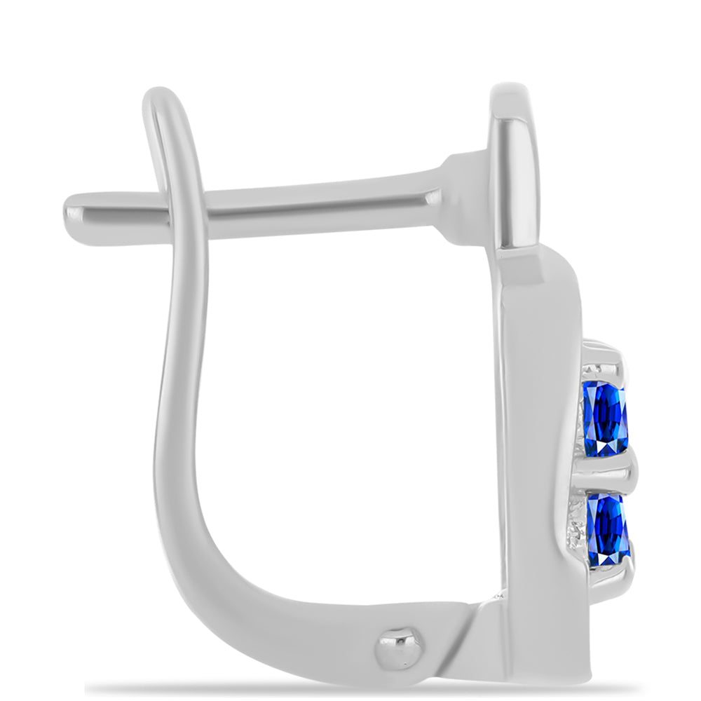 Strieborné Náušnice s Austrálskym Modrým Zafírom a Bielym Topásom