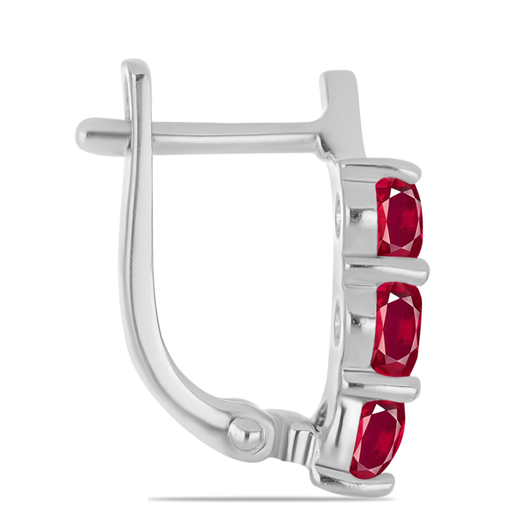 Strieborné Náušnice s Madagaskarským Rubínom