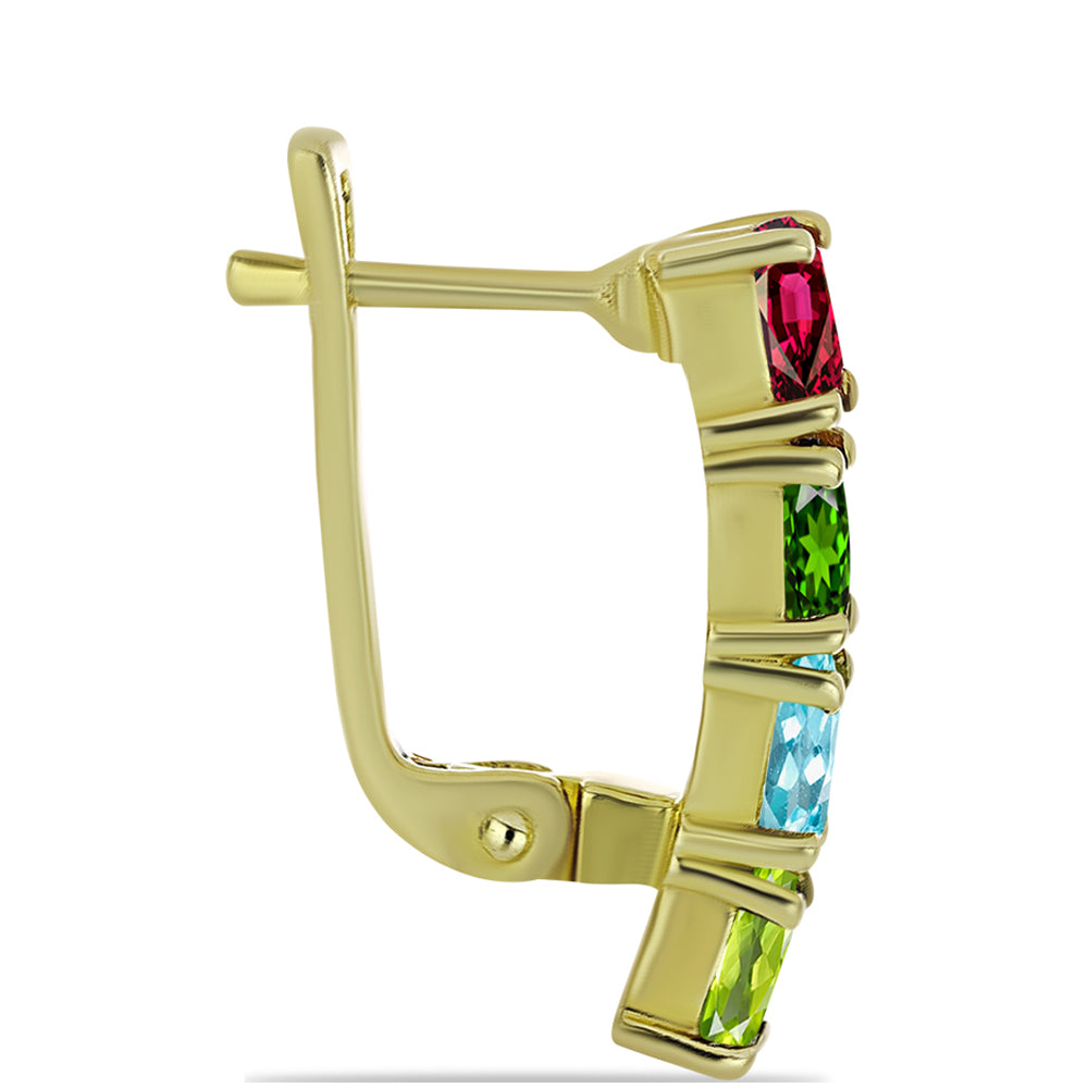 Pozlátené Strieborné Náušnice s Chakra Turmalínom