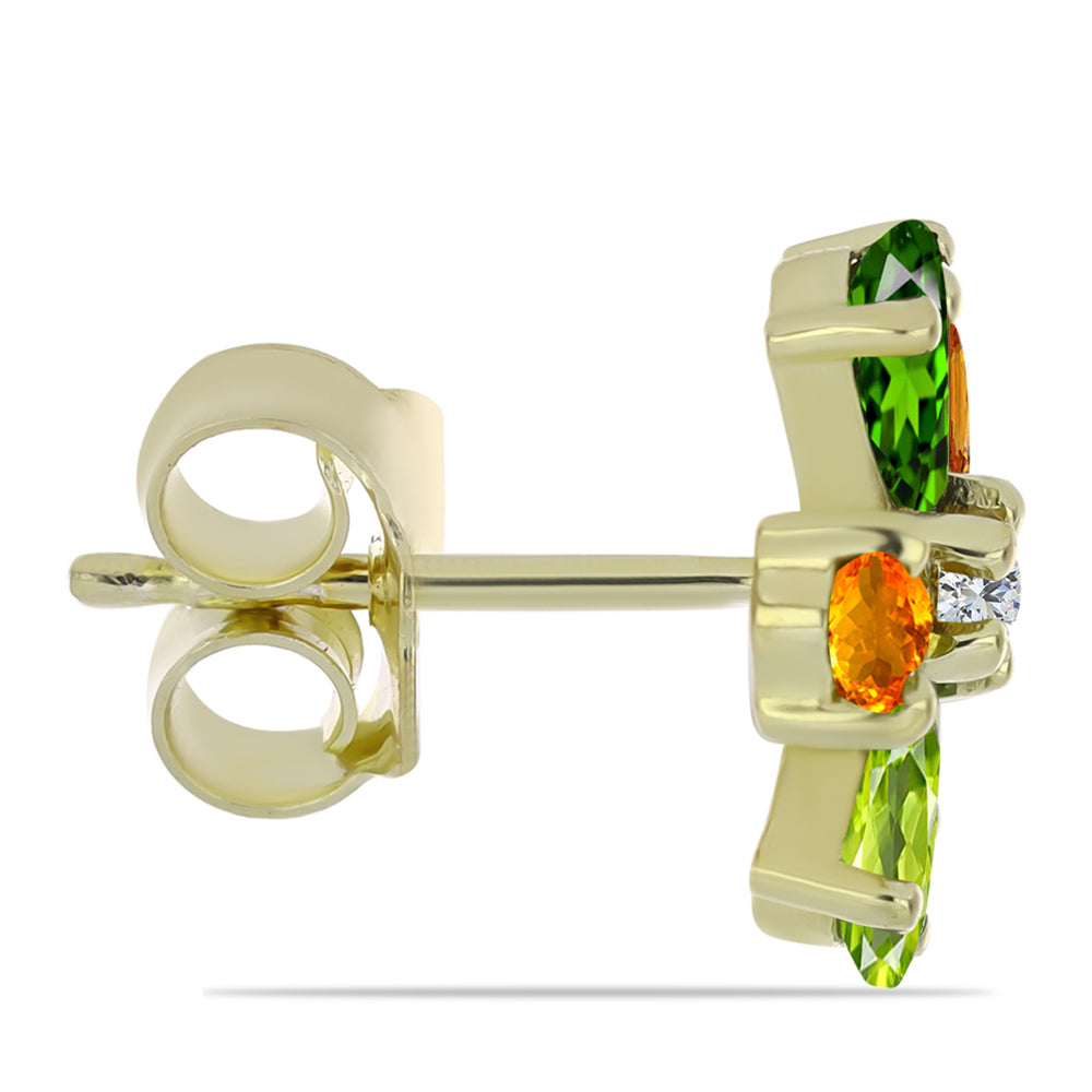 Pozlátené Strieborné Náušnice s Chakra Turmalínom a Bielym Topásom