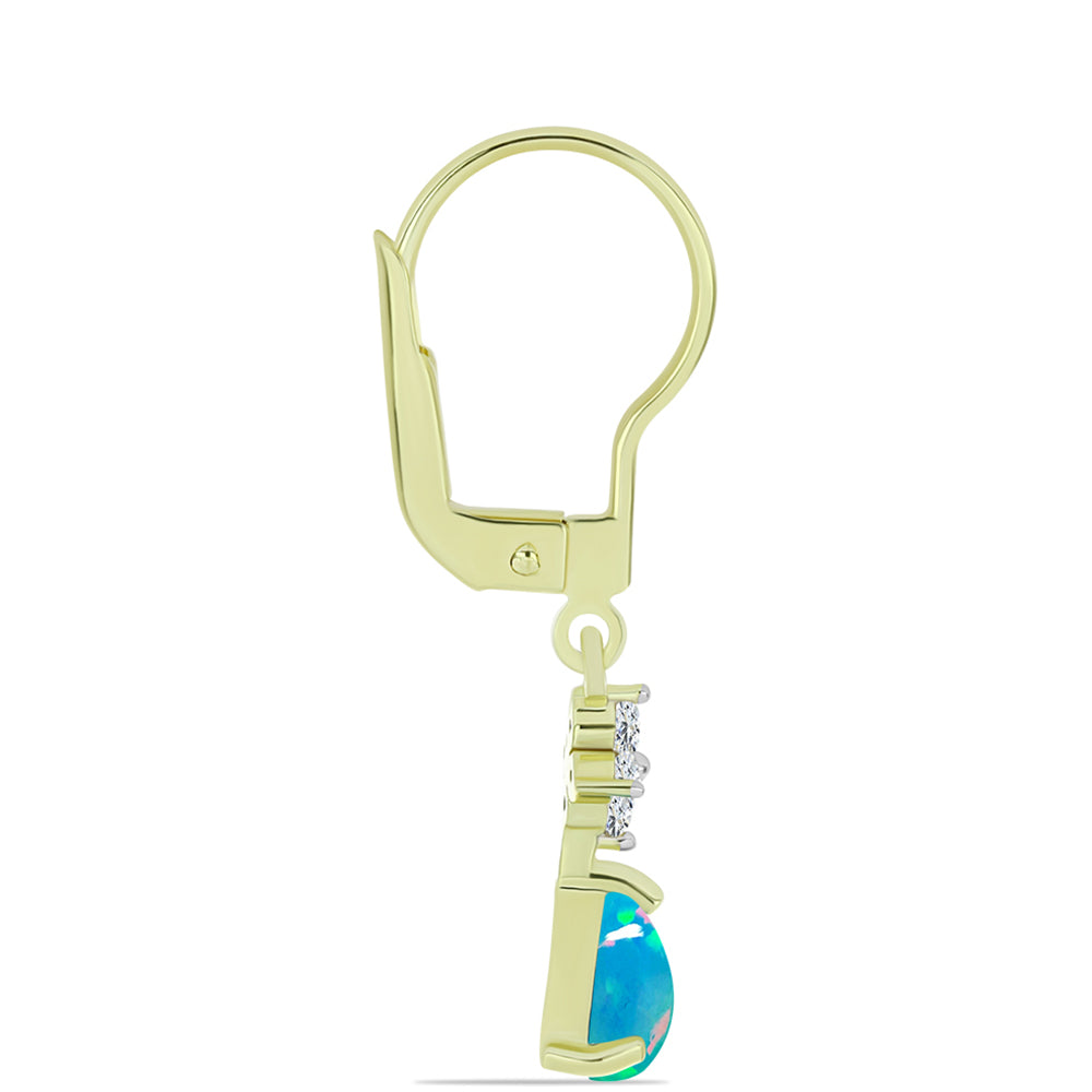 Pozlátené Strieborné Náušnice s Etiópskym Paraiba Modrým Opálom a Bielym Topásom