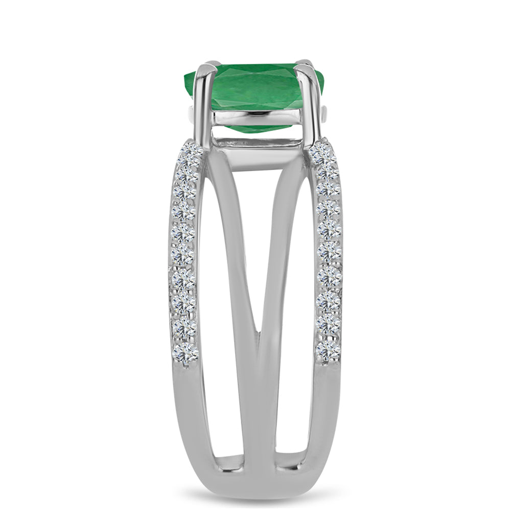 Strieborný Prsteň s Brazílskym Smaragdom a Bielym Topásom