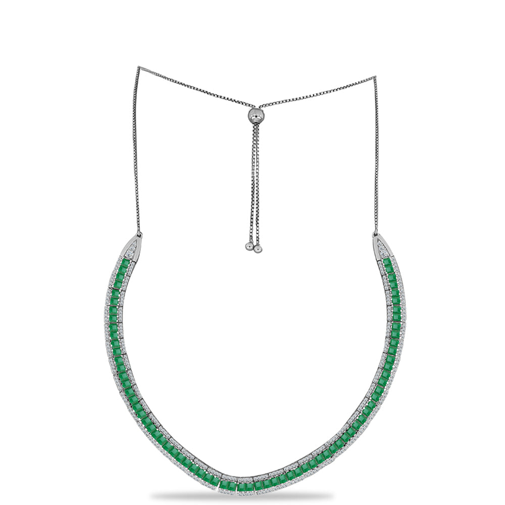 Strieborný Náhrdelník s Brazílskym Smaragdom a Bielym Topásom