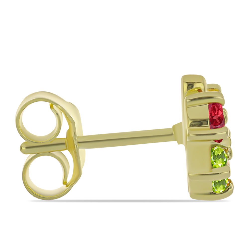 Pozlátené Strieborné Náušnice s Dúhovým Zafírom