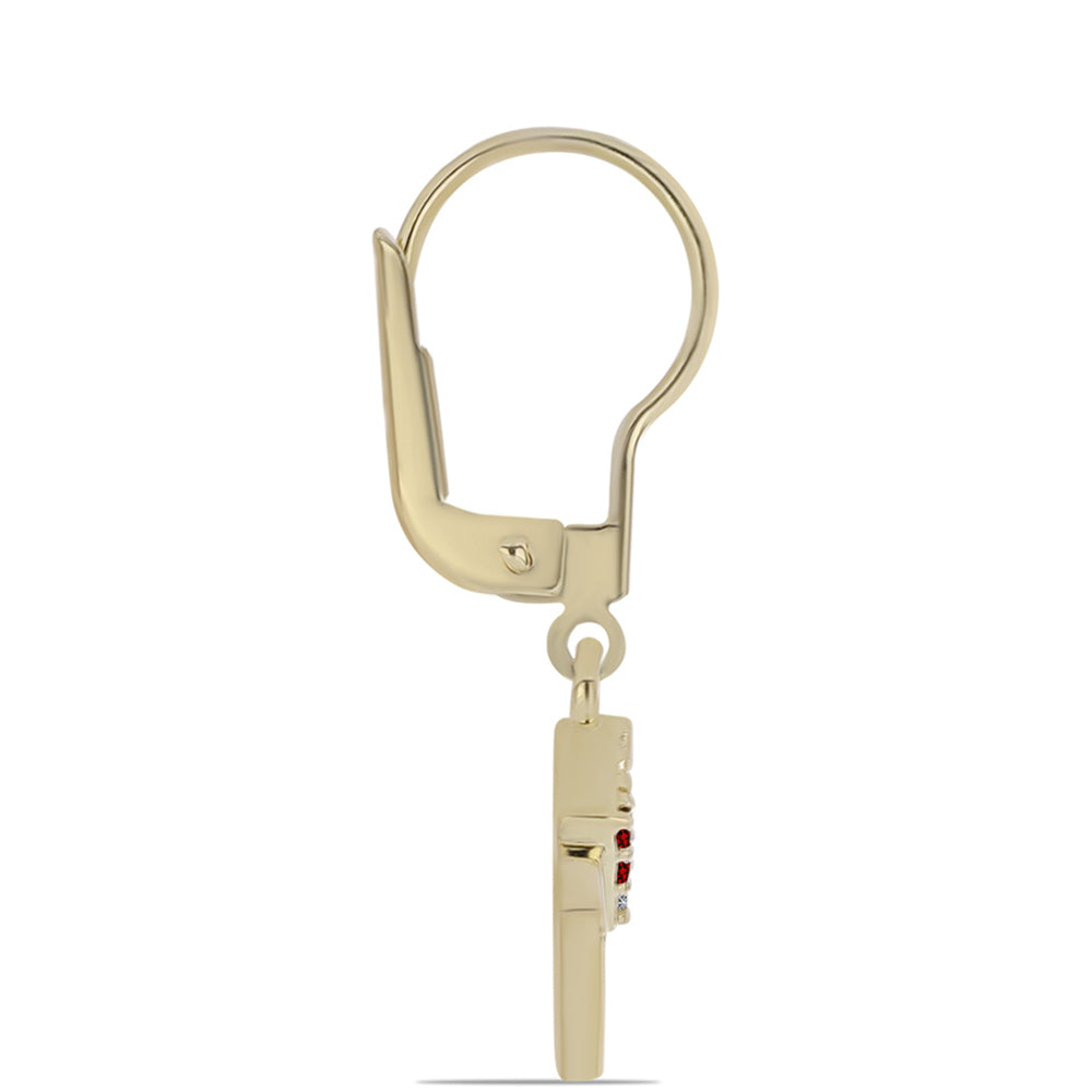 Pozlátené Strieborné Náušnice s Červeným Diamantom a Bielym Diamantom