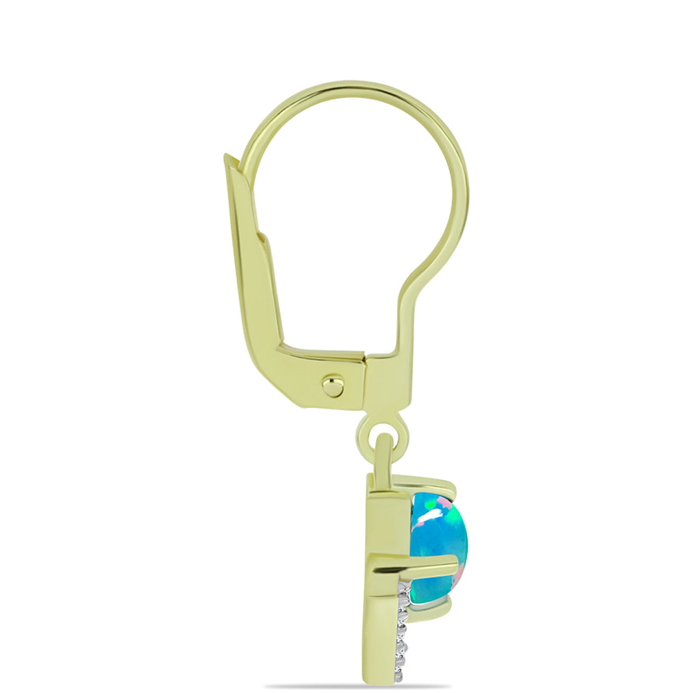 Pozlátené Strieborné Náušnice s Etiópskym Paraiba Modrým Opálom a Bielym Topásom