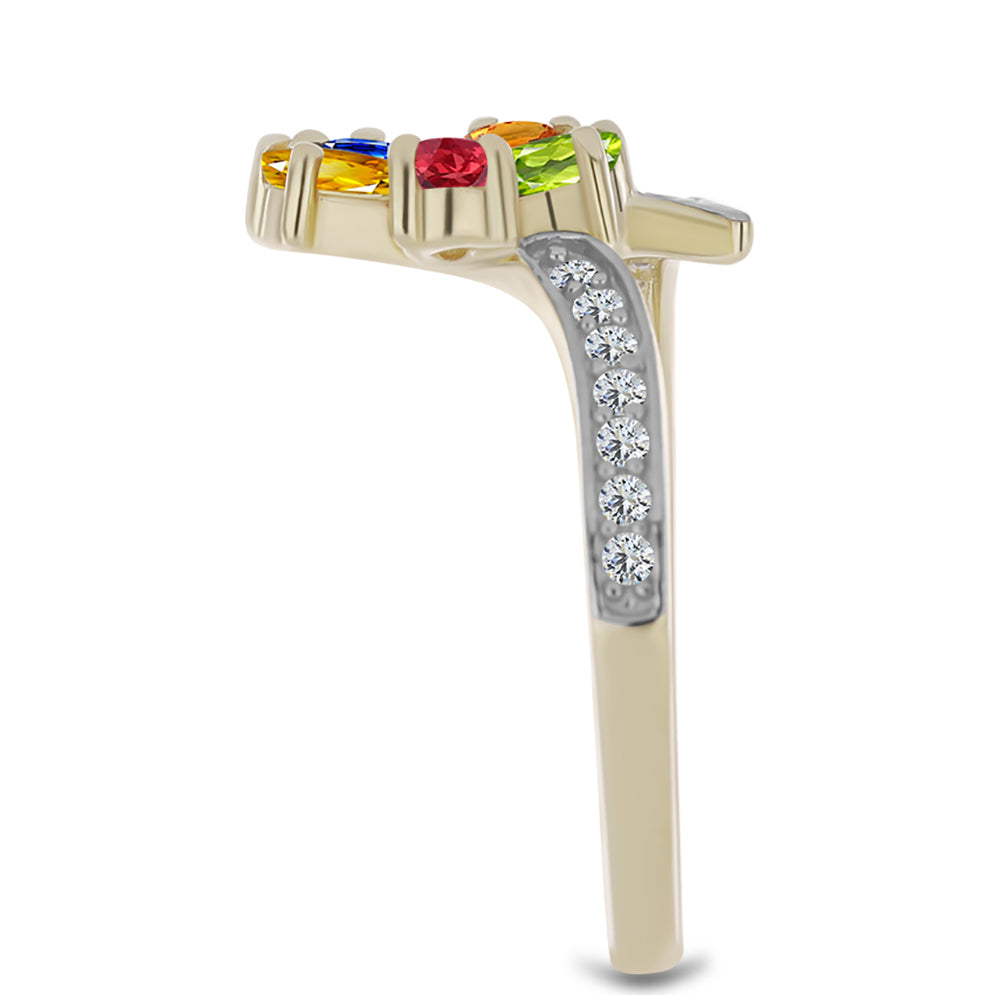 Pozlátený Strieborný Prsteň s Dúhovým Zafírom a Bielym Topásom