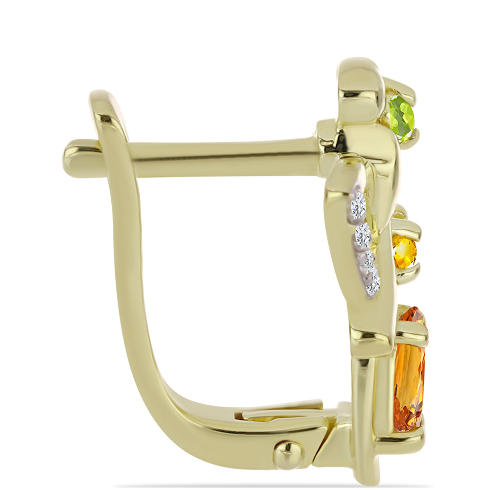 Pozlátené Strieborné Náušnice s Dúhovým Zafírom a Bielym Topásom