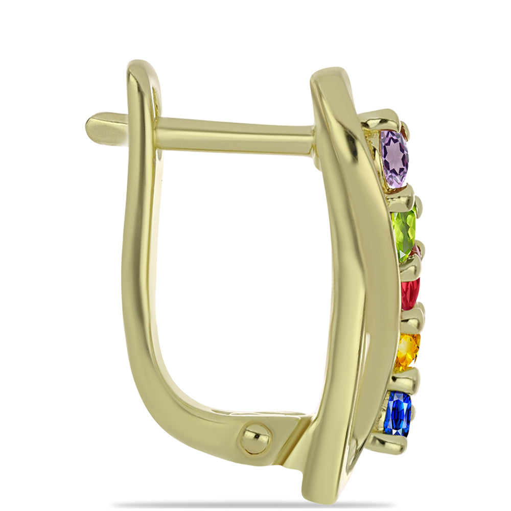 Pozlátené Strieborné Náušnice s Dúhovým Zafírom