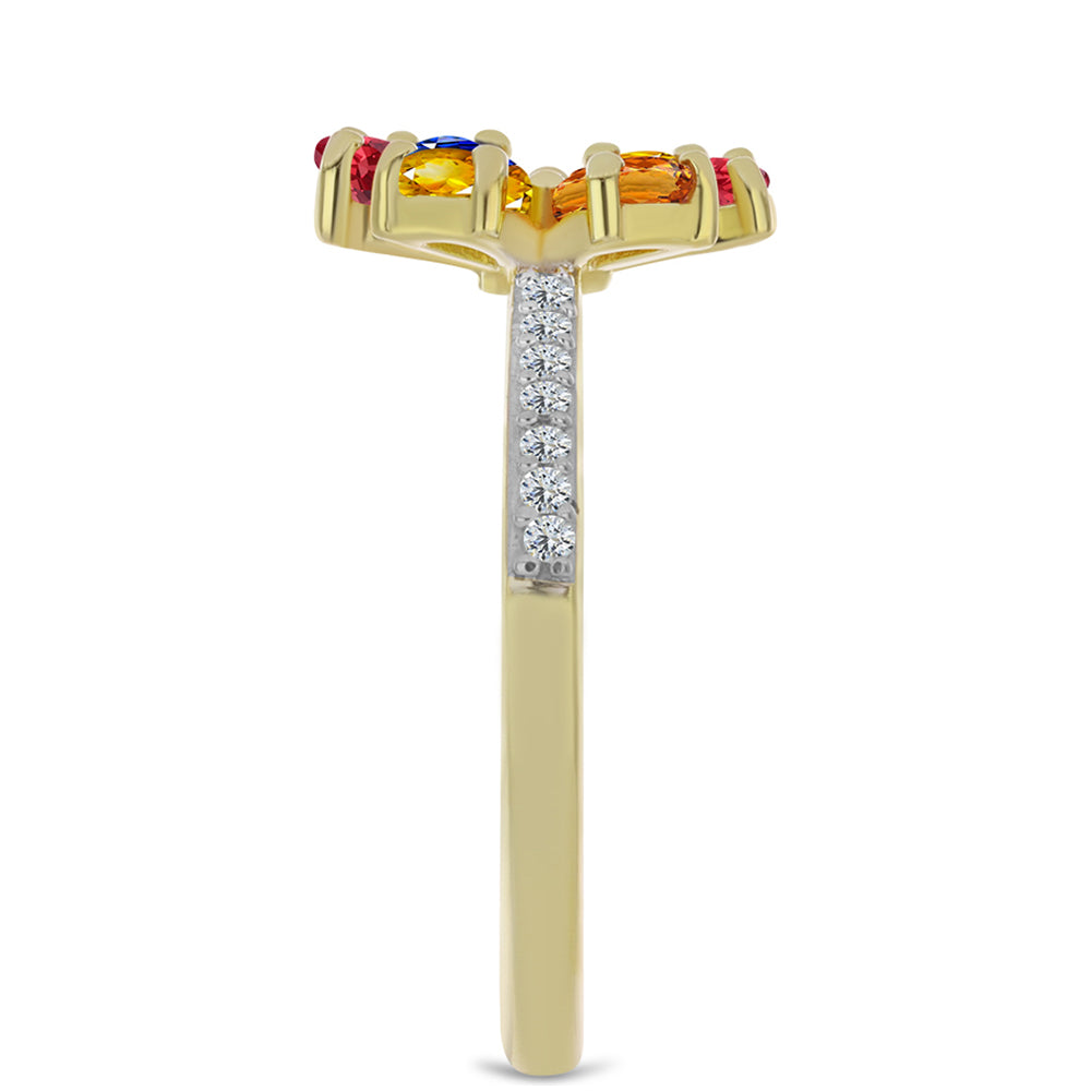 Pozlátený Strieborný Prsteň s Dúhovým Zafírom a Bielym Topásom