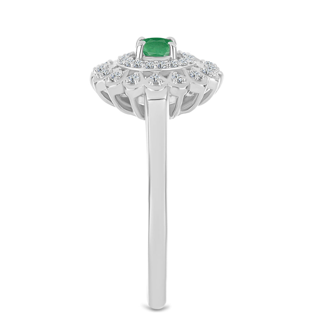 Strieborný Prsteň s Brazílskym Smaragdom a Bielym Topásom