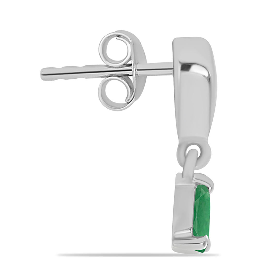 Strieborné Náušnice s Brazílskym Smaragdom