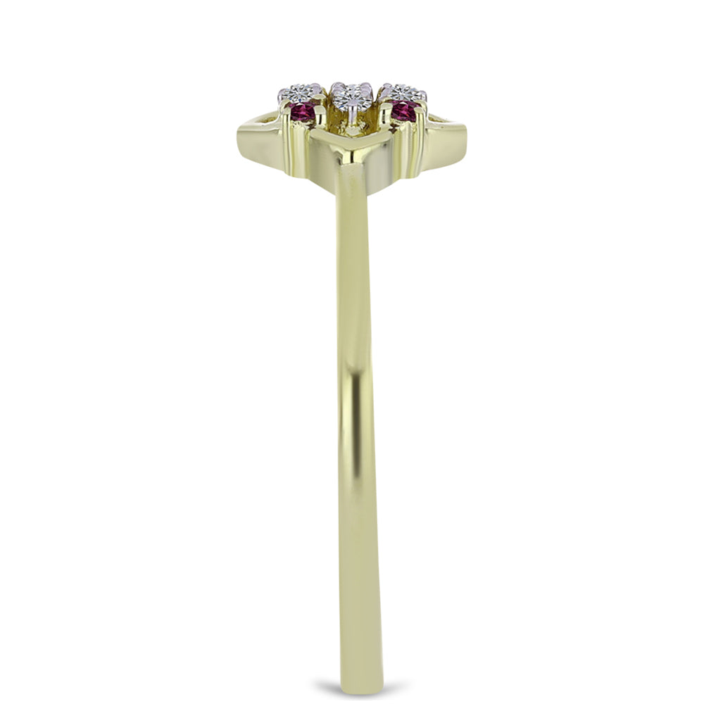 Pozlátený Strieborný Prsteň s Fialovým Diamantom a Bielym Diamantom