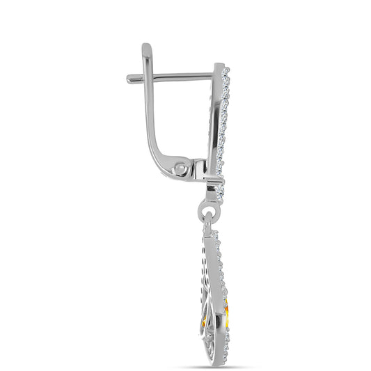 Strieborné Náušnice s Uralským Citrínom a Bielym Topásom