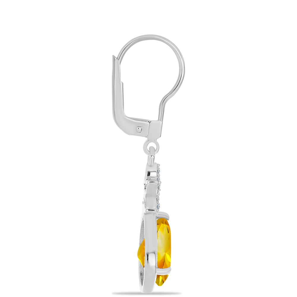 Strieborné Náušnice s Uralským Citrínom a Bielym Topásom