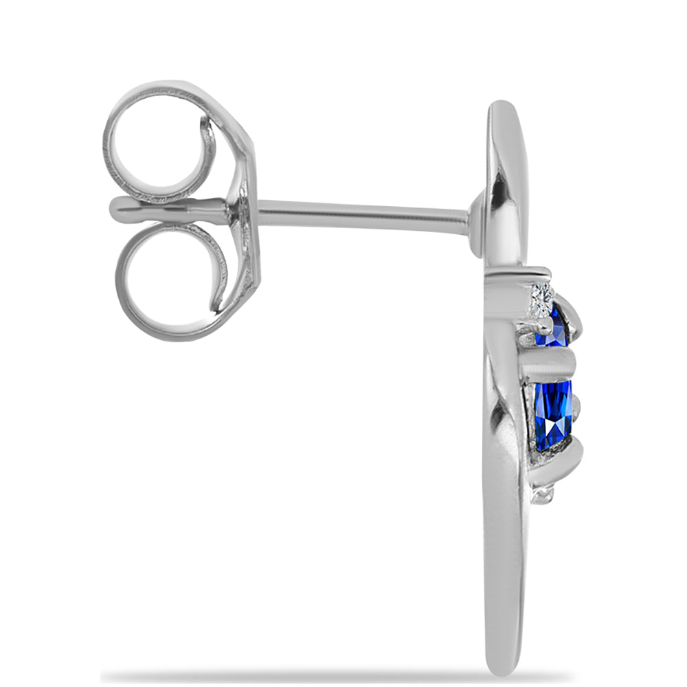 Strieborné Náušnice s Austrálskym Modrým Zafírom a Bielym Topásom