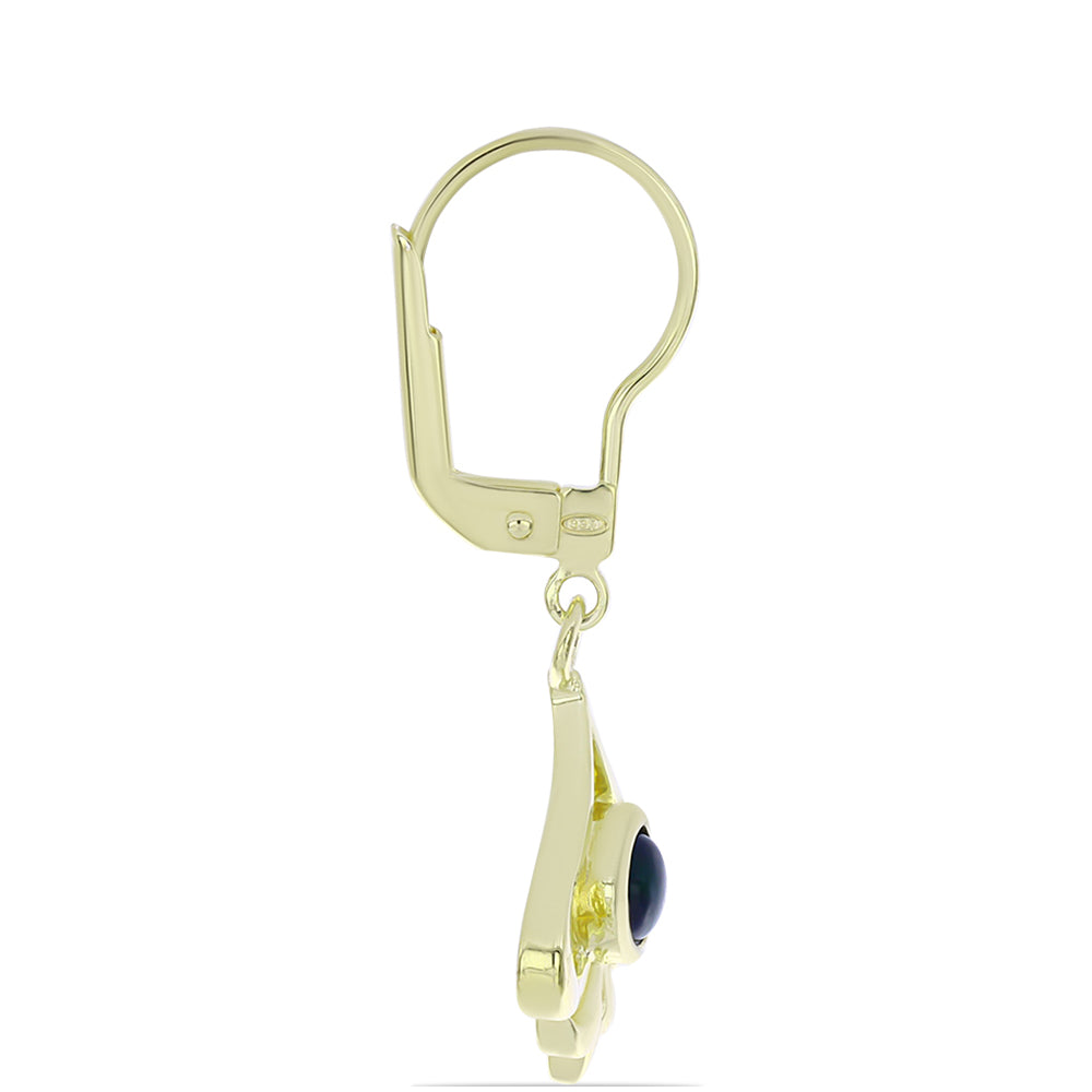 Pozlátené Strieborné Náušnice s Polnočne Čiernym Etiópskym Opálom z Lega Dembi