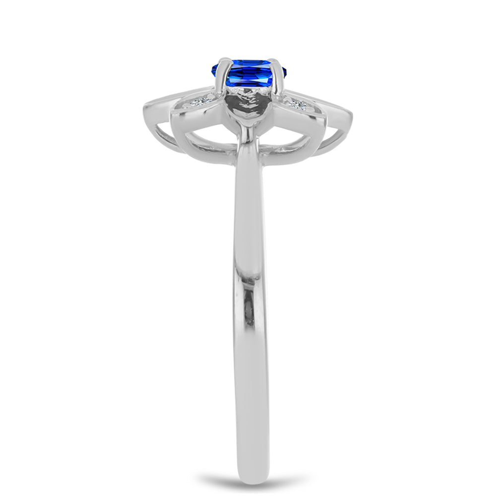 Strieborný Prsteň s Austrálskym Modrým Zafírom a Bielym Topásom