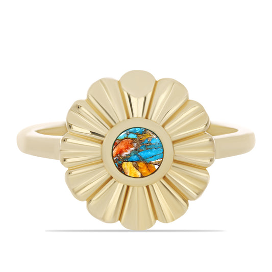 Pozlátený Strieborný Prsteň s Ustricovým Tyrkysom