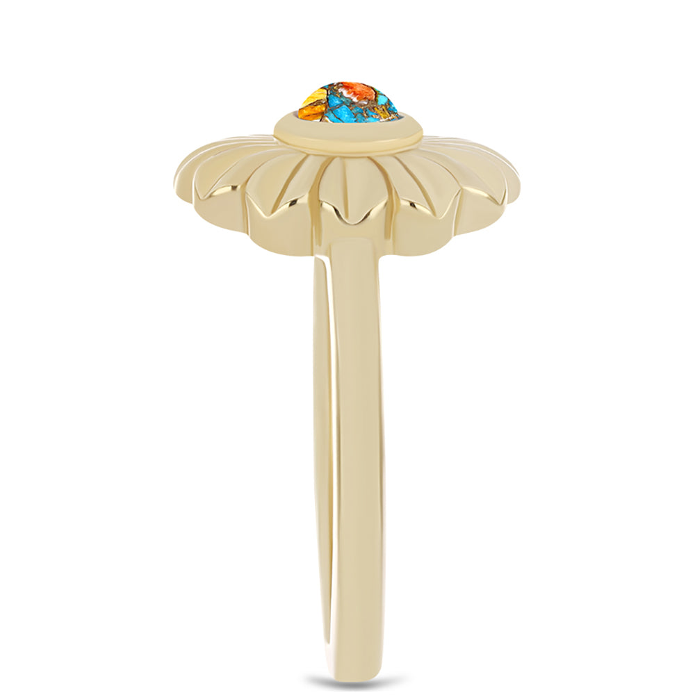 Pozlátený Strieborný Prsteň s Ustricovým Tyrkysom