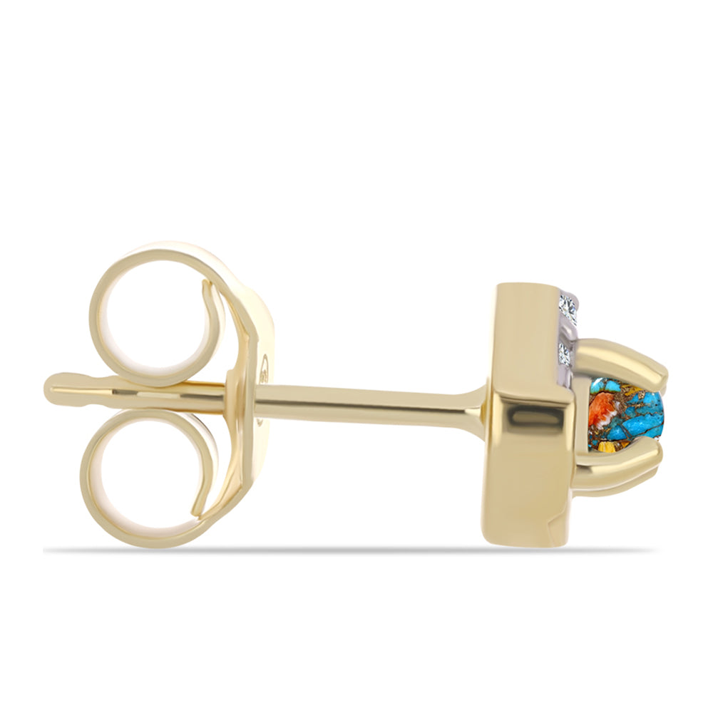 Pozlátené Strieborné Náušnice s Ustricovým Tyrkysom a Bielym Topásom