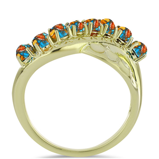 Pozlátený Strieborný Prsteň s Ustricovým Tyrkysom