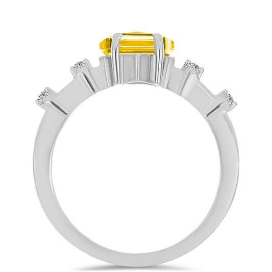 Strieborný Prsteň s Uralským Citrínom a Bielym Topásom