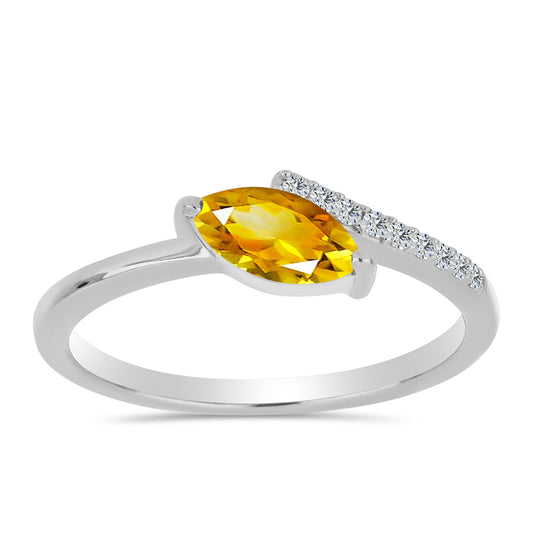 Strieborný Prsteň s Uralským Citrínom a Bielym Topásom