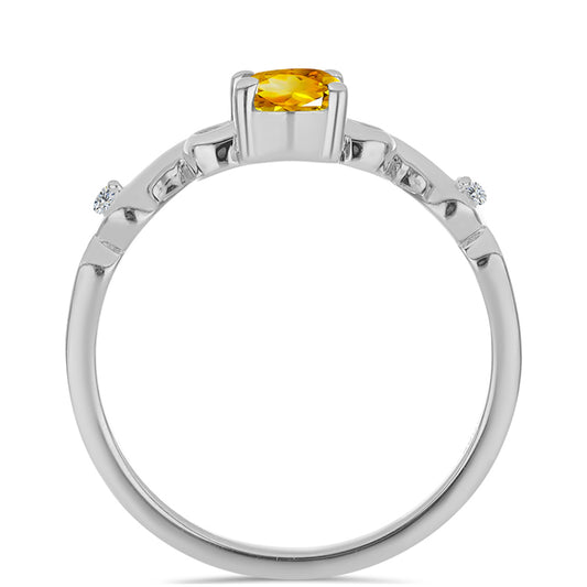 Strieborný Prsteň s Uralským Citrínom a Bielym Topásom