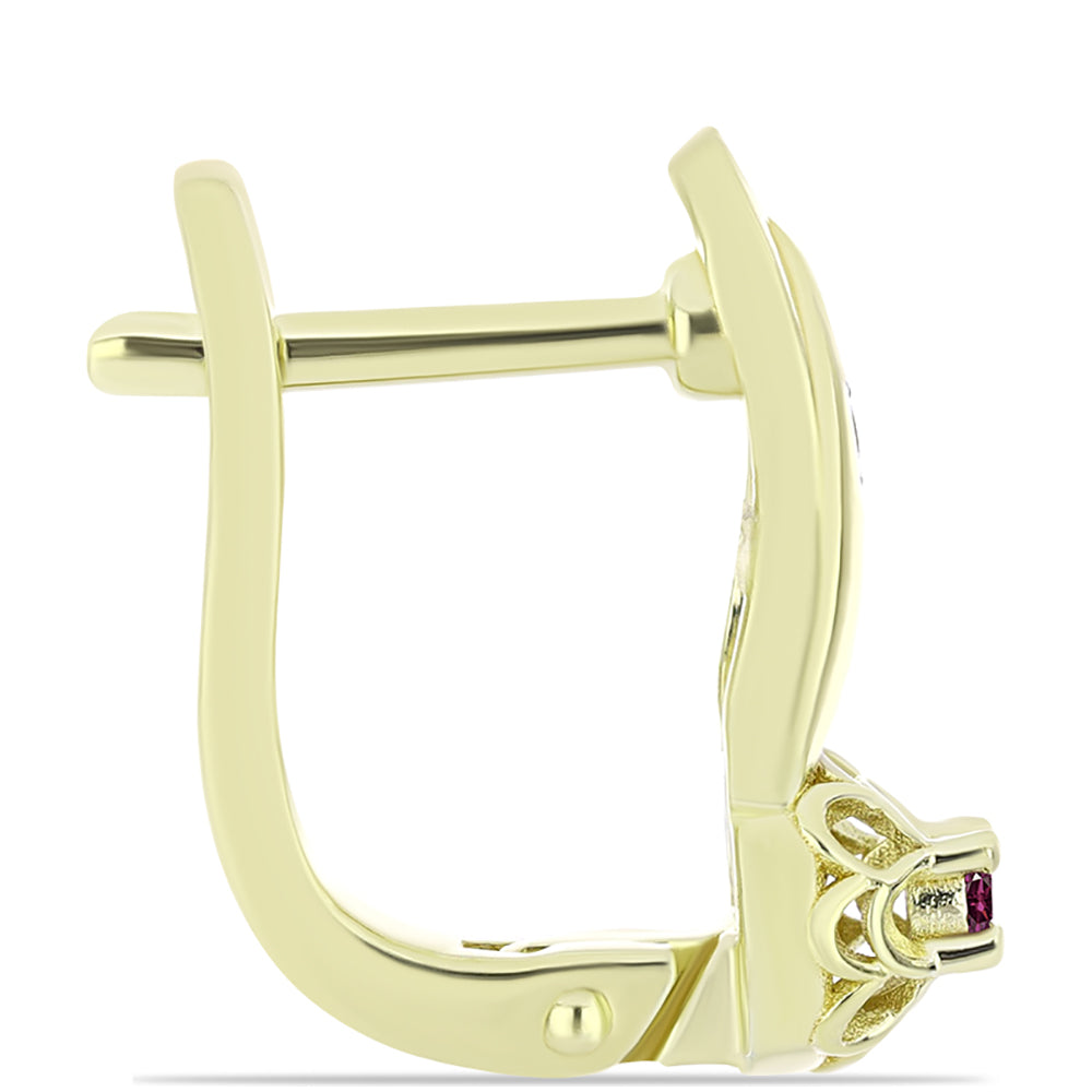 Pozlátené Strieborné Náušnice s Fialovým Diamantom a Bielym Diamantom