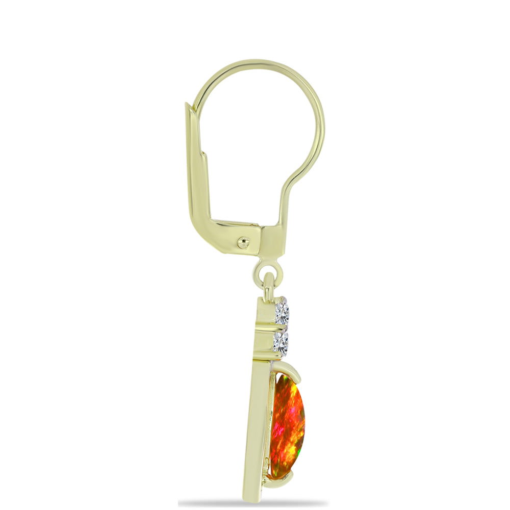 Pozlátené Strieborné Náušnice s Americkým Ohnivým Opálom a Bielym Topásom