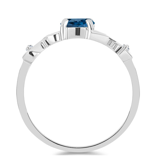 Strieborný Prsteň s Londýnským Modrým Topásom a Bielym Topásom