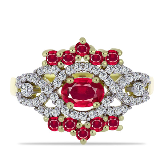 Pozlátený Strieborný Prsteň s Madagaskarským Rubínom a Bielym Topásom