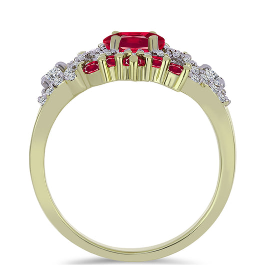 Pozlátený Strieborný Prsteň s Madagaskarským Rubínom a Bielym Topásom