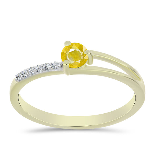 Pozlátený Strieborný Prsteň s Roseberským Žltým Zafírom a Bielym Topásom