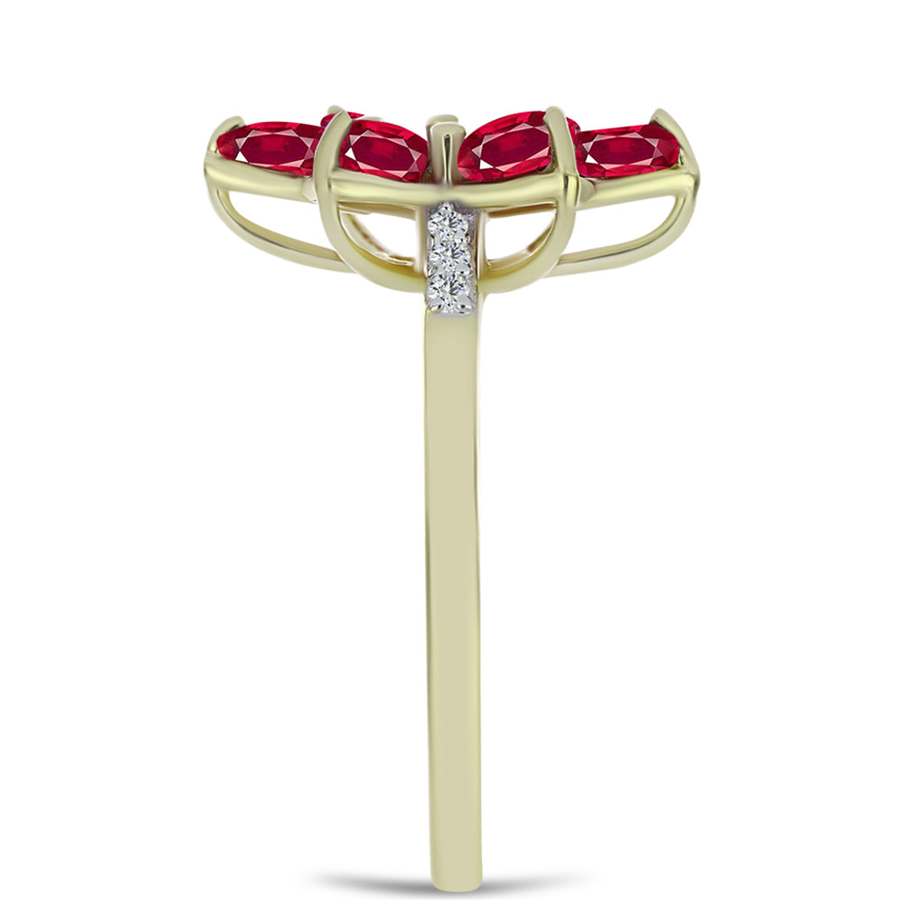 Pozlátený Strieborný Prsteň s Madagaskarským Rubínom a Bielym Topásom