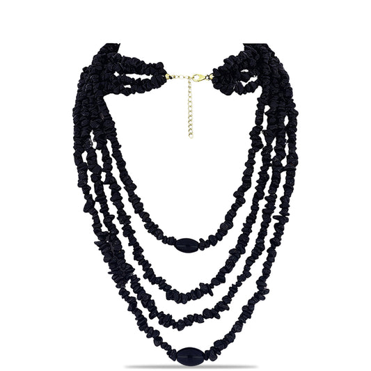 Pozlátený Strieborný Náhrdelník s so Suwarským Čiernym Ónyxom