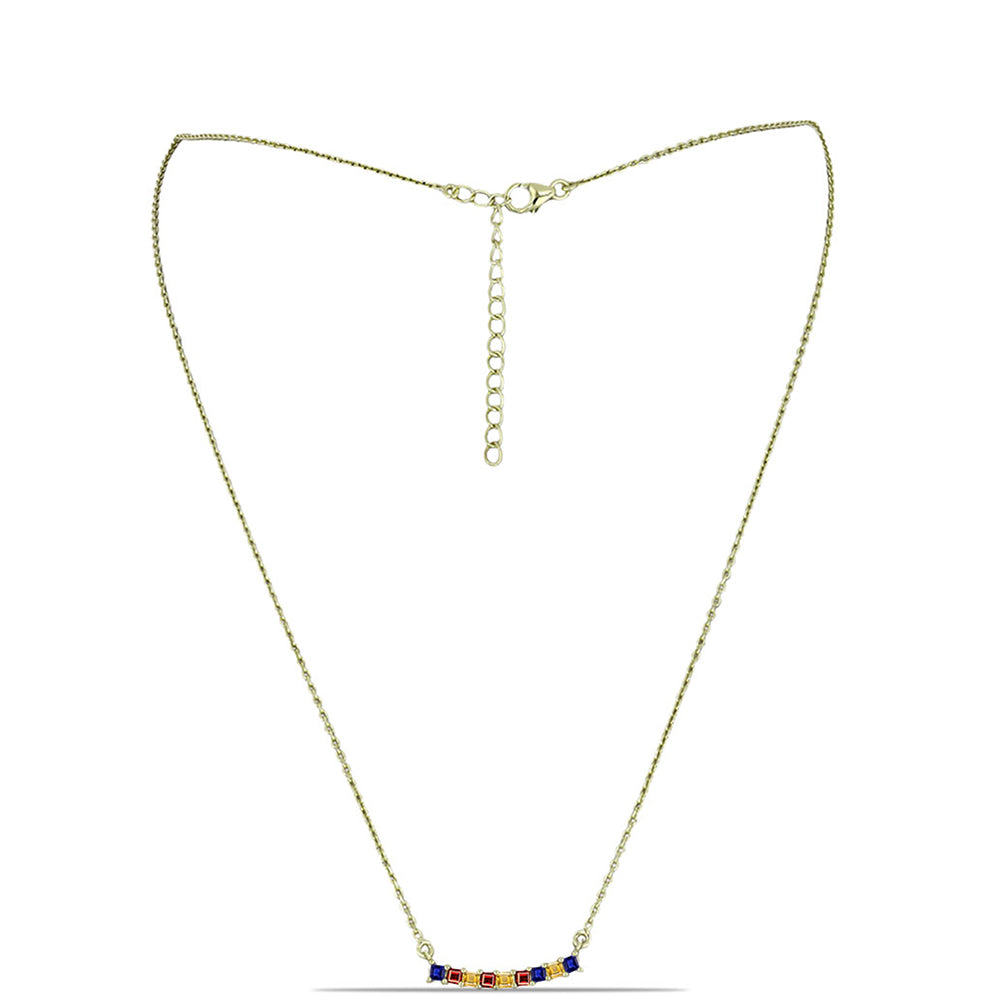 Pozlátený Strieborný Náhrdelník s Dúhovým Zafírom
