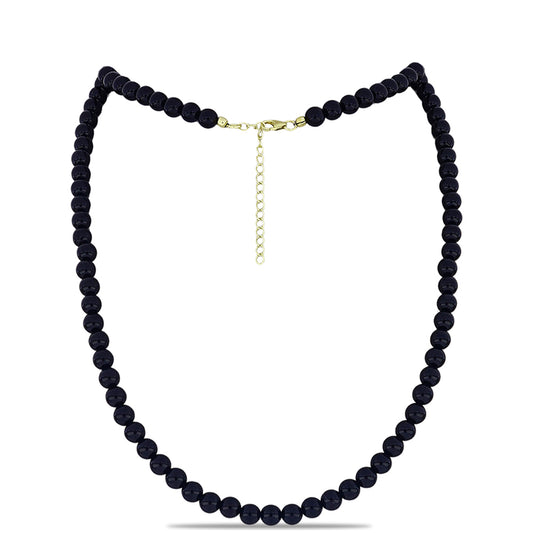 Pozlátený Strieborný Náhrdelník s so Suwarským Čiernym Ónyxom