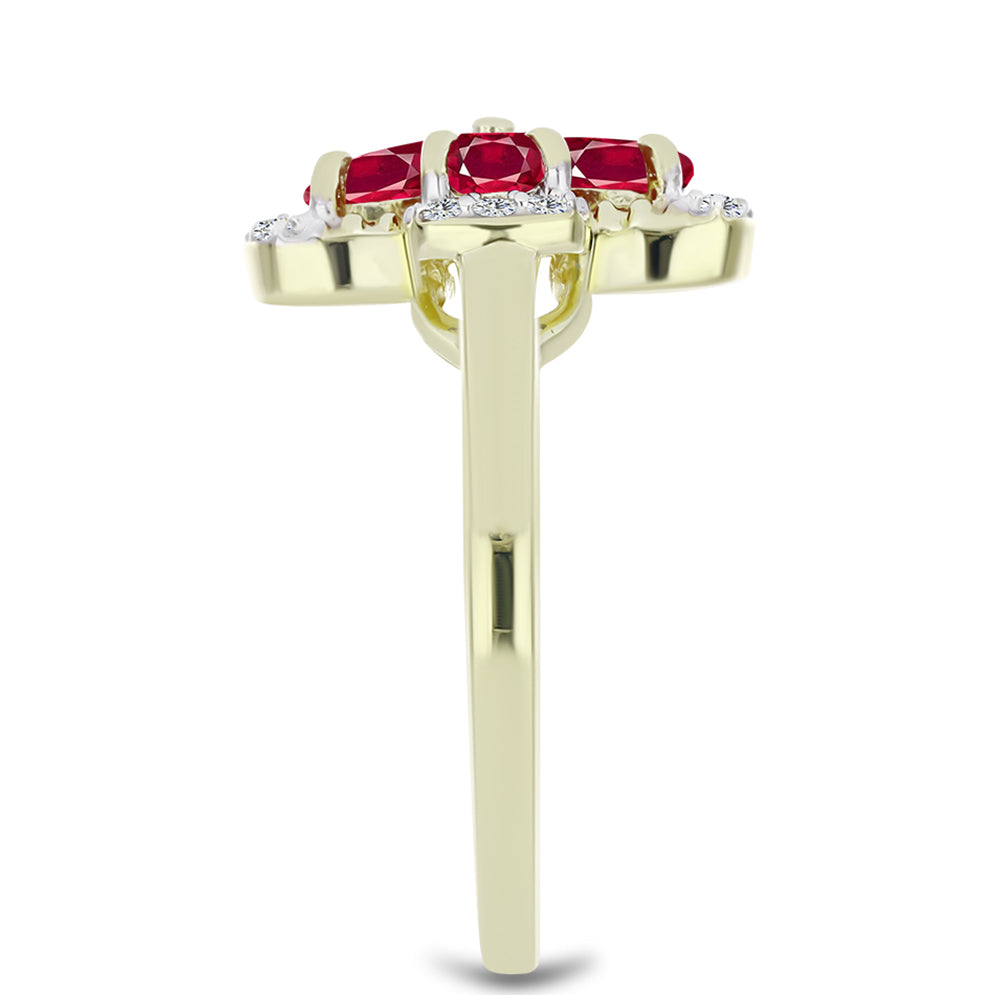 Pozlátený Strieborný Prsteň s Madagaskarským Rubínom a Bielym Topásom