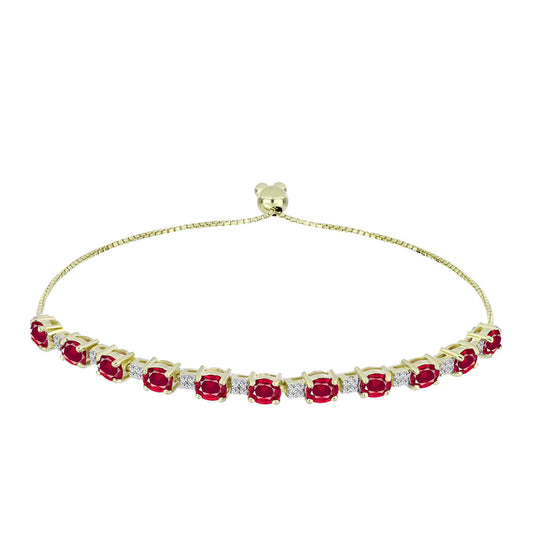 Pozlátený Strieborný Náramok s Madagaskarským Rubínom a Bielym Topásom