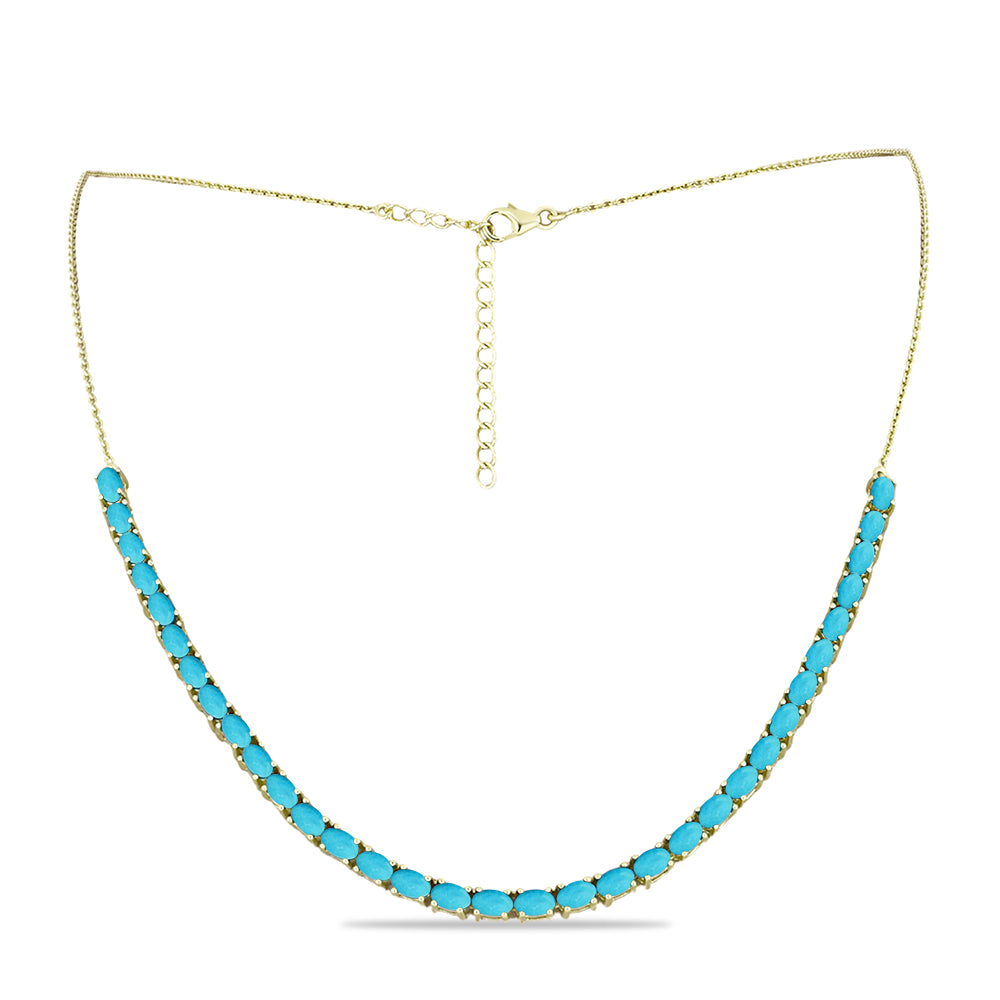 Pozlátený Strieborný Náhrdelník s so Sleeping Beauty Tyrkysom