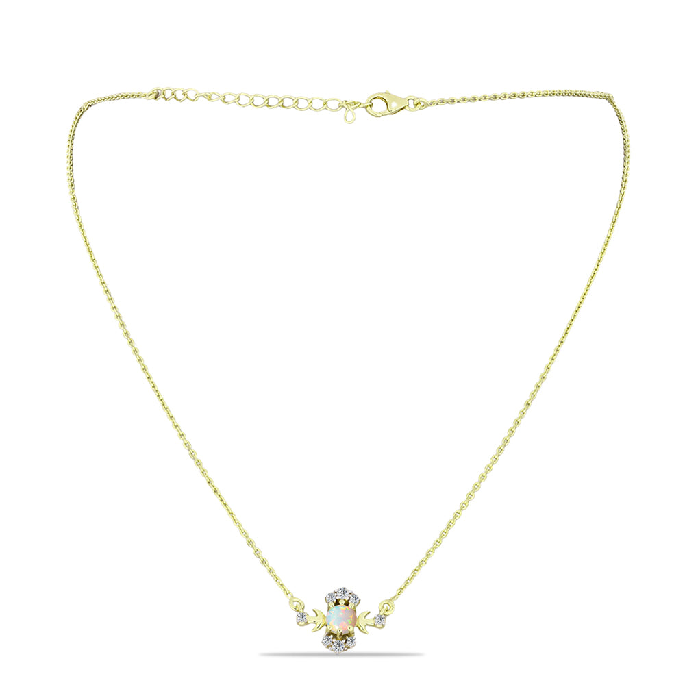 Pozlátený Strieborný Náhrdelník s Etiópskym Opálom z Lega Dembi a Bielym Topásom