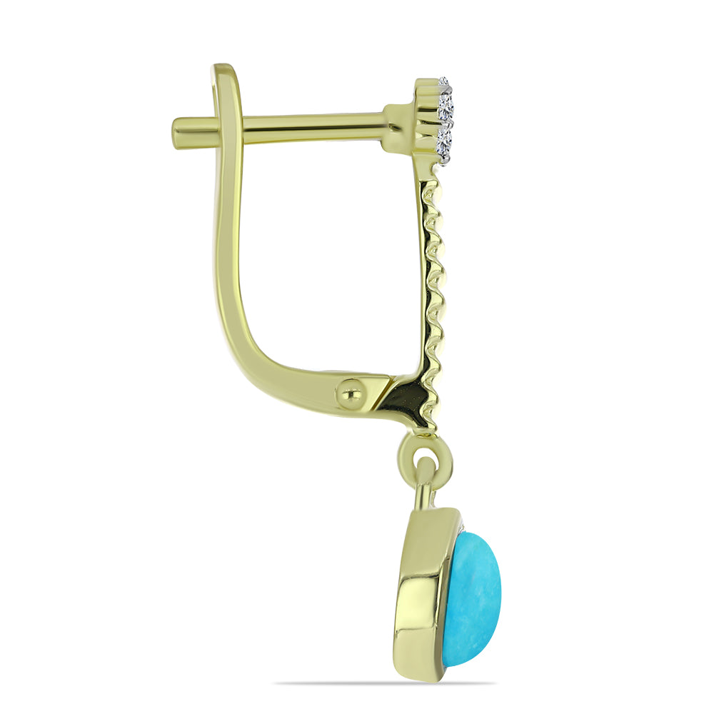 Pozlátené Strieborné Náušnice s so Sleeping Beauty Tyrkysom a Bielym Topásom